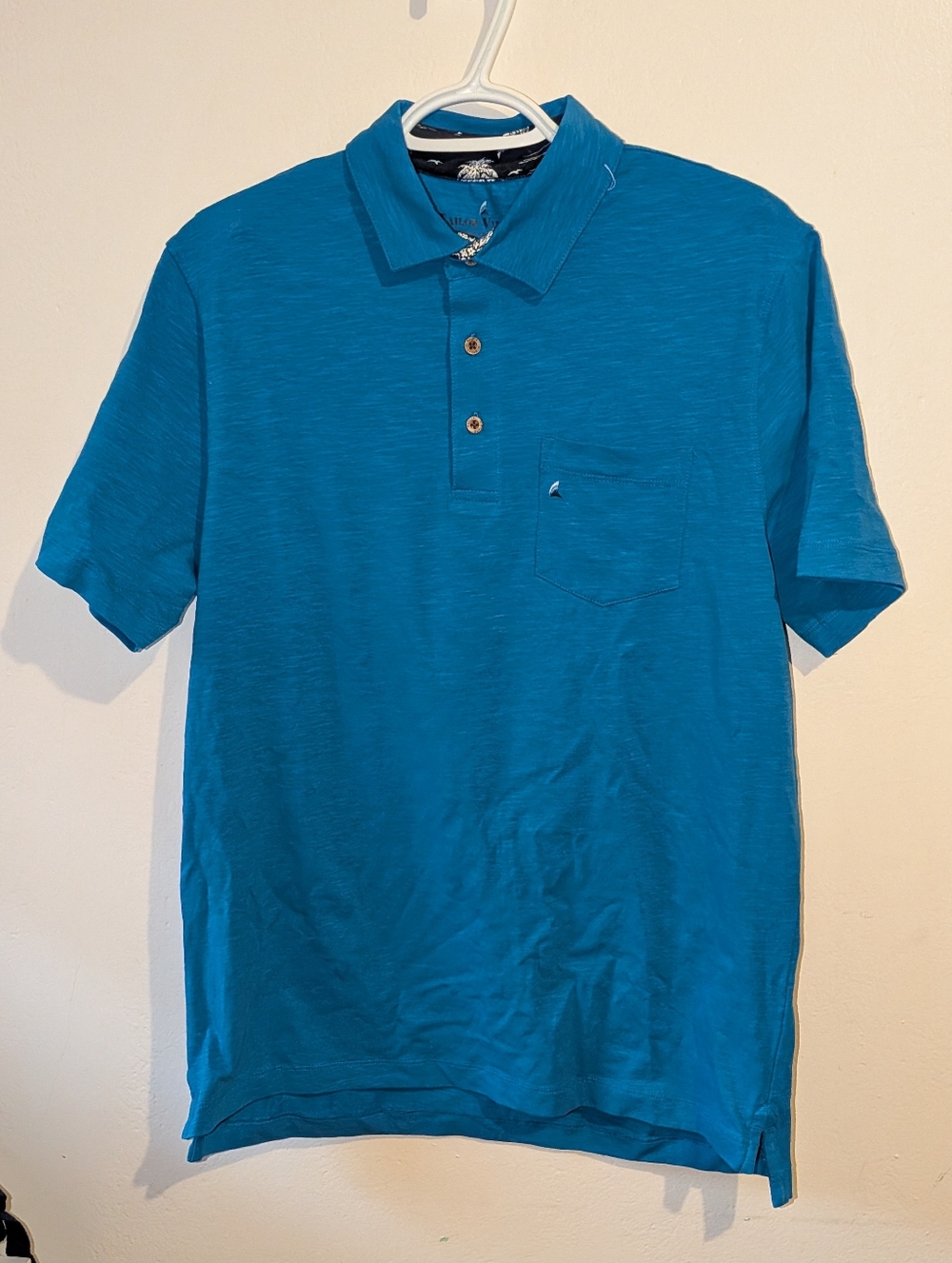Men's Tailor Vintage Blue Short-Sleeve Polo Shirt with Pocket